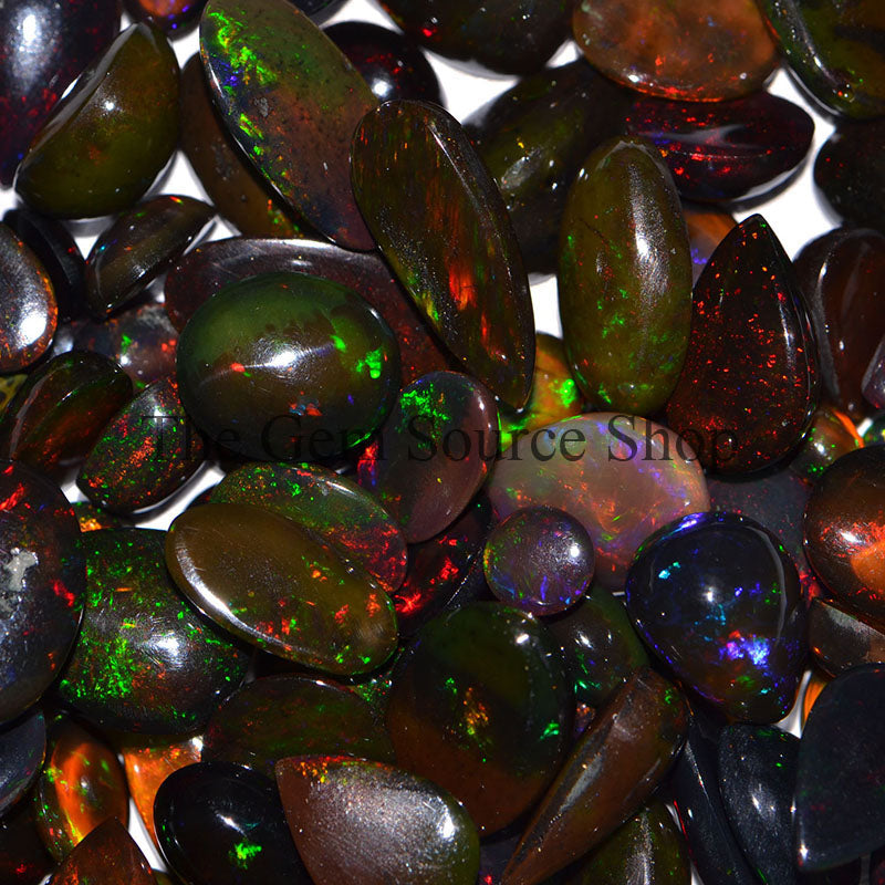 Ethiopian Black Opal Cabochon, Black Opal Treated Mix Shape Cabochons, Black Opal Loose Gemstone