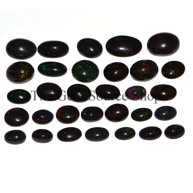 Ethiopian Black Opal Treated Mix Shape Cabochon, Treated Black Opal Cabochons, AAA Quality