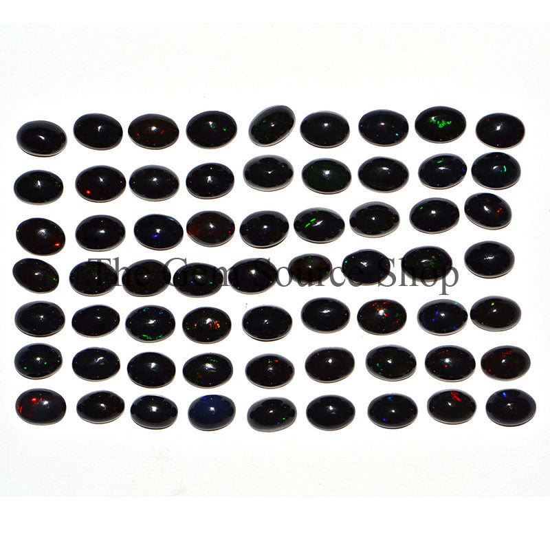 AAA Quality Ethiopian Black Opal Treated 5X7MM Oval Cabochons, Treated Black Opal Cabochons