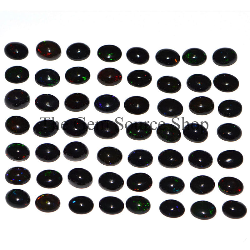 Ethiopian Black Opal Treated 6X8MM Oval Cabochon, Treated Black Opal Cabochon, AAA Quality
