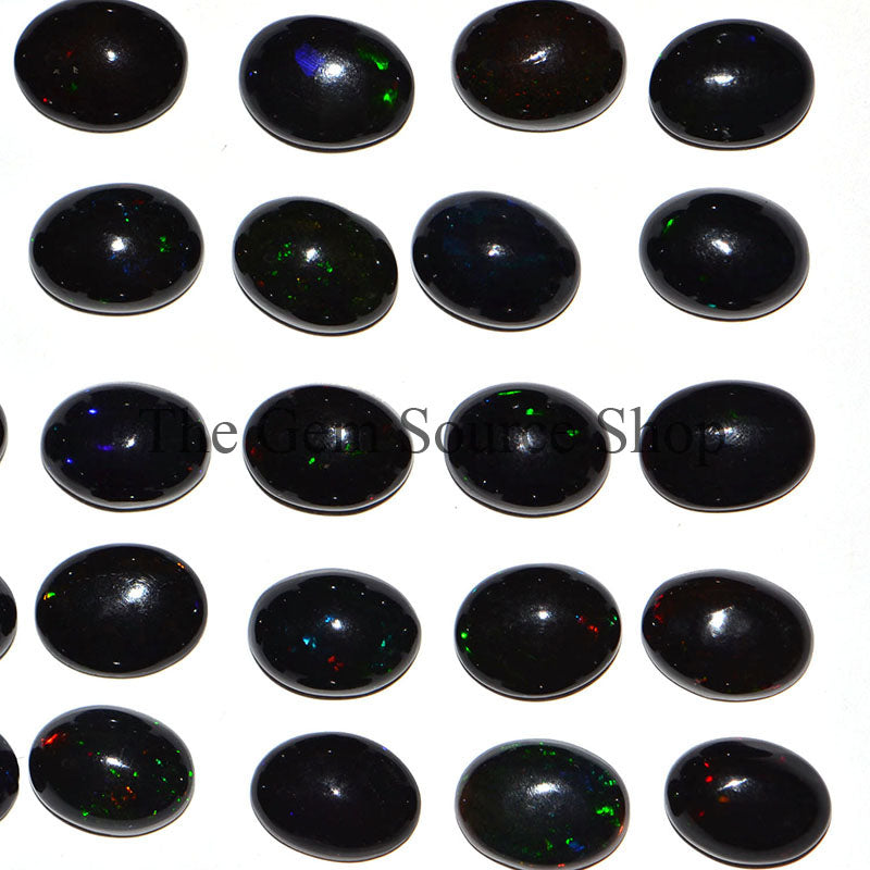 Ethiopian Black Opal Treated 6X8MM Oval Cabochon, Treated Black Opal Cabochon, AAA Quality
