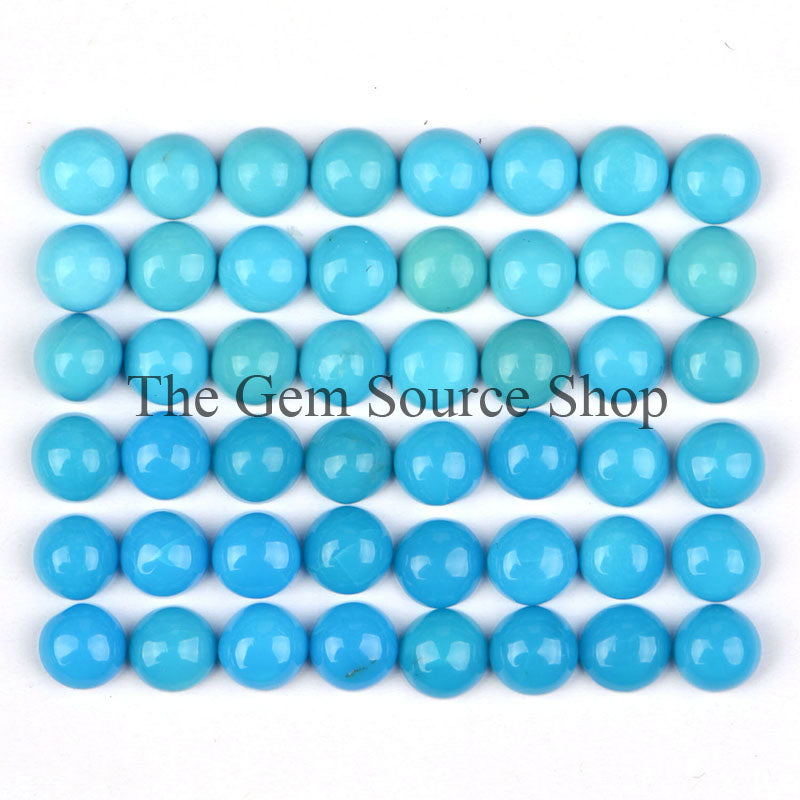 6mm Natural Sleeping Beauty Turquoise Cabochons, Turquoise Smooth Round Cabs, Loose Gemstone