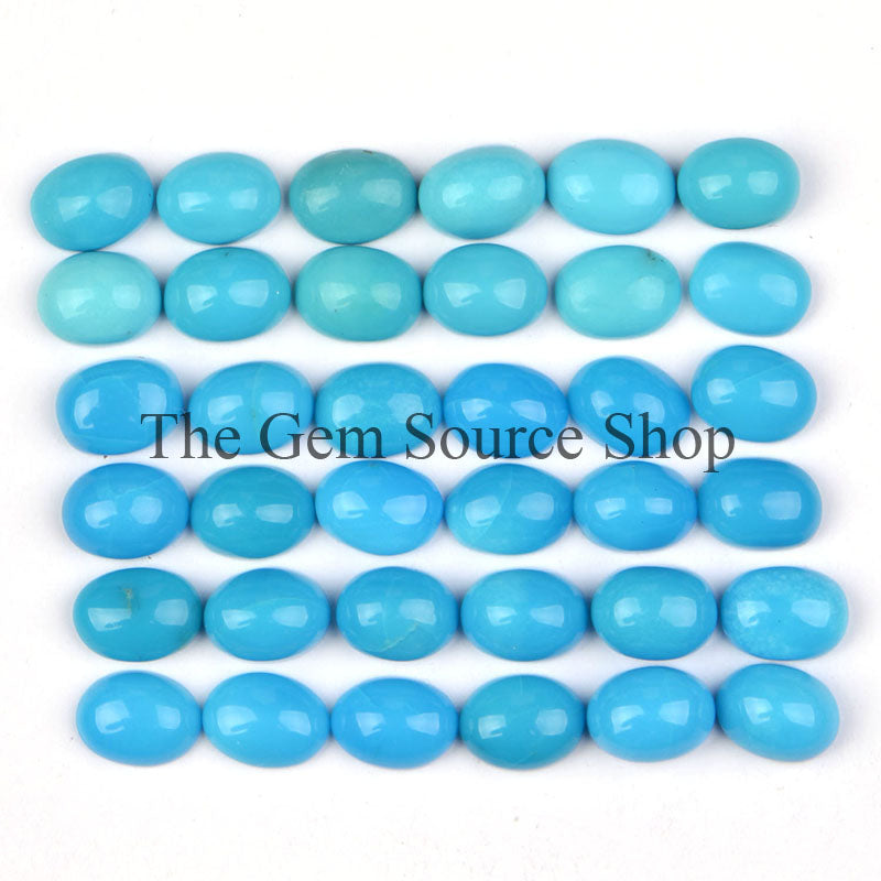Natural Sleeping Beauty Turquoise Oval Cabochons, Smooth Oval Cabochon, Loose Gemstone