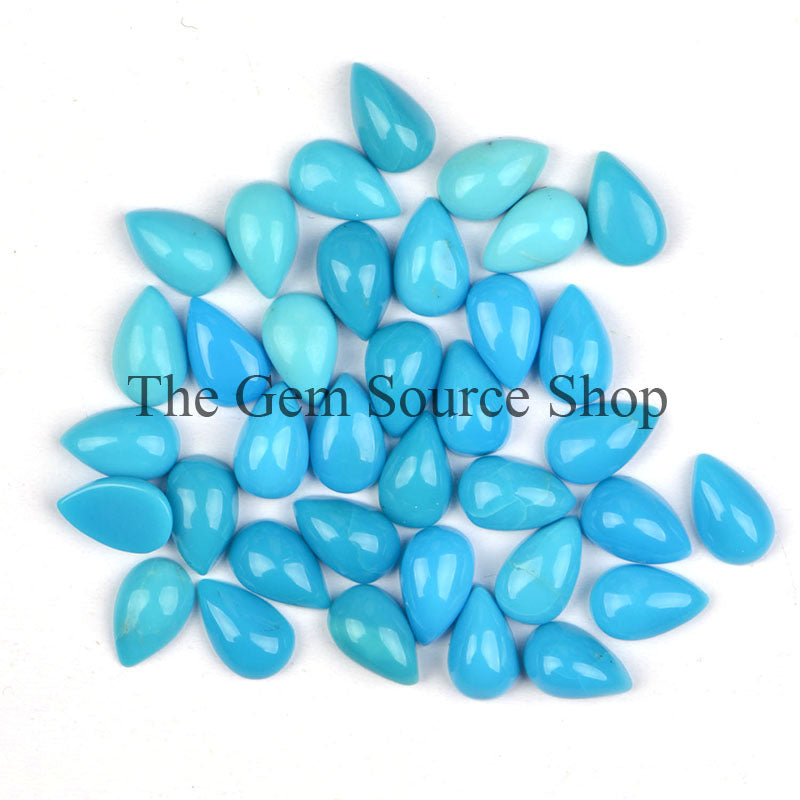 48ct Lot Natural Turquoise Pear Cabochons Lot, Turquoise Smooth Pear Cabs Lot, Loose Turquoise Stone