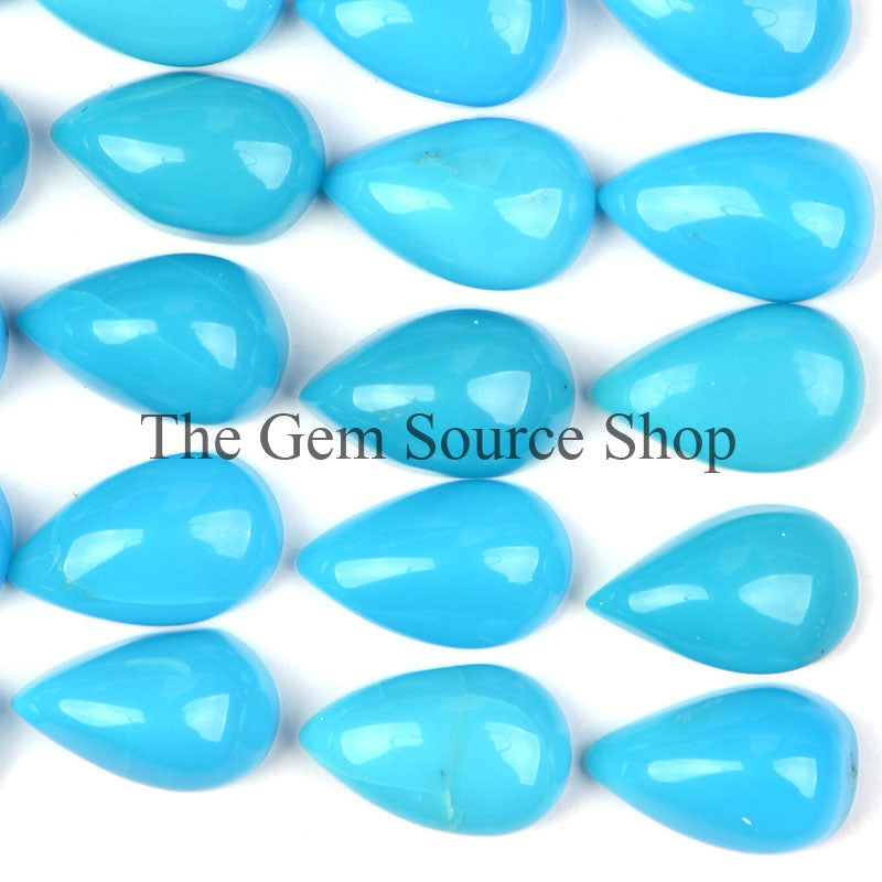 48ct Lot Natural Turquoise Pear Cabochons Lot, Turquoise Smooth Pear Cabs Lot, Loose Turquoise Stone