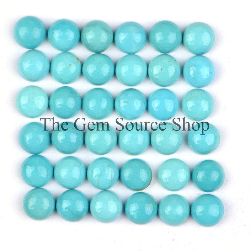 7mm Natural Turquoise Cabs, Turquoise Smooth Round Cabochons, Turquoise Loose Gemstone
