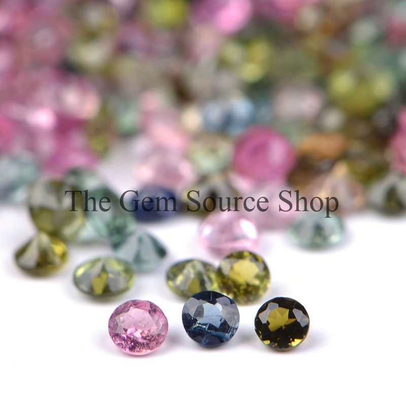 Multi Tourmaline Faceted Round Loose Wholesale Cut Gemstone Beads