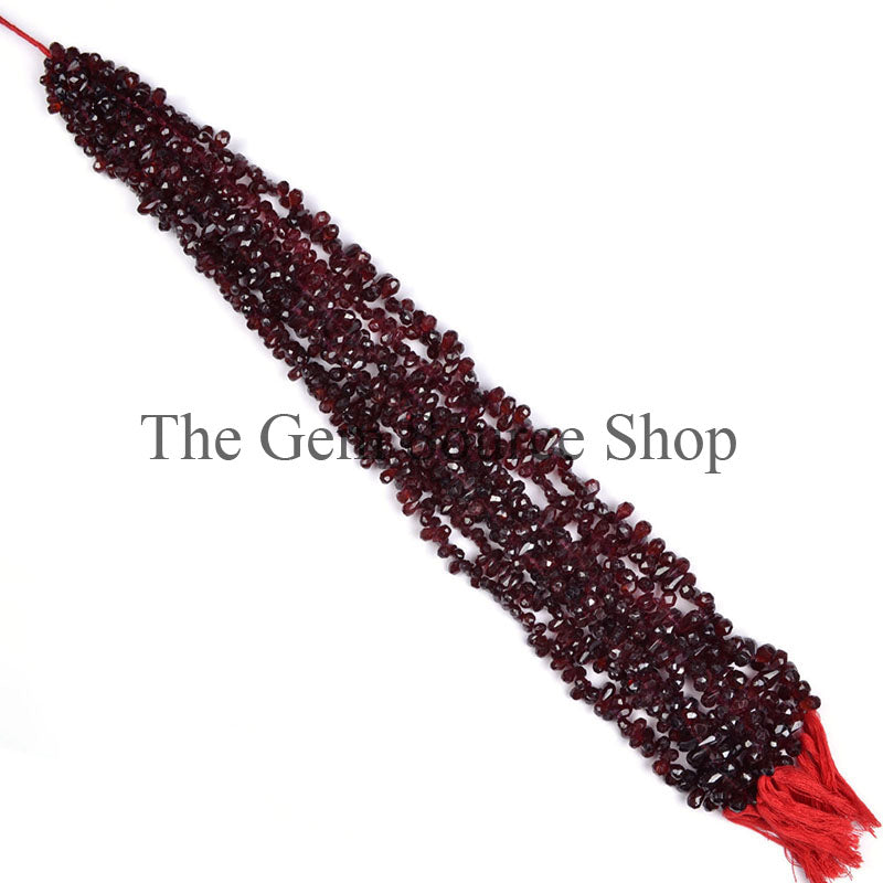 Garnet Faceted Drop Shape Gemstone Beads TGS-0118