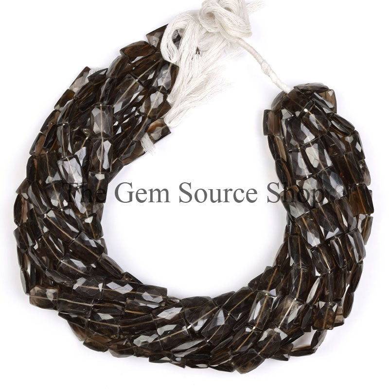 Smoky Quartz Faceted Cushion Gemstone Beads TGS-0120