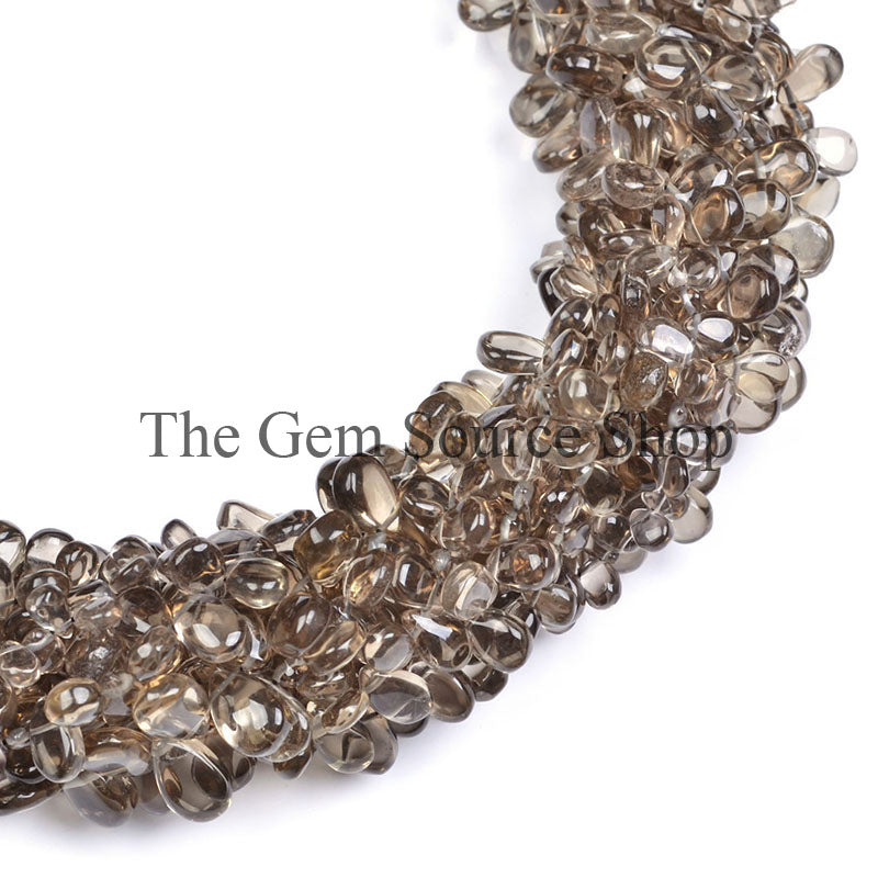 Smoky Quartz Smooth Pear Shape Gemstone Beads TGS-0121