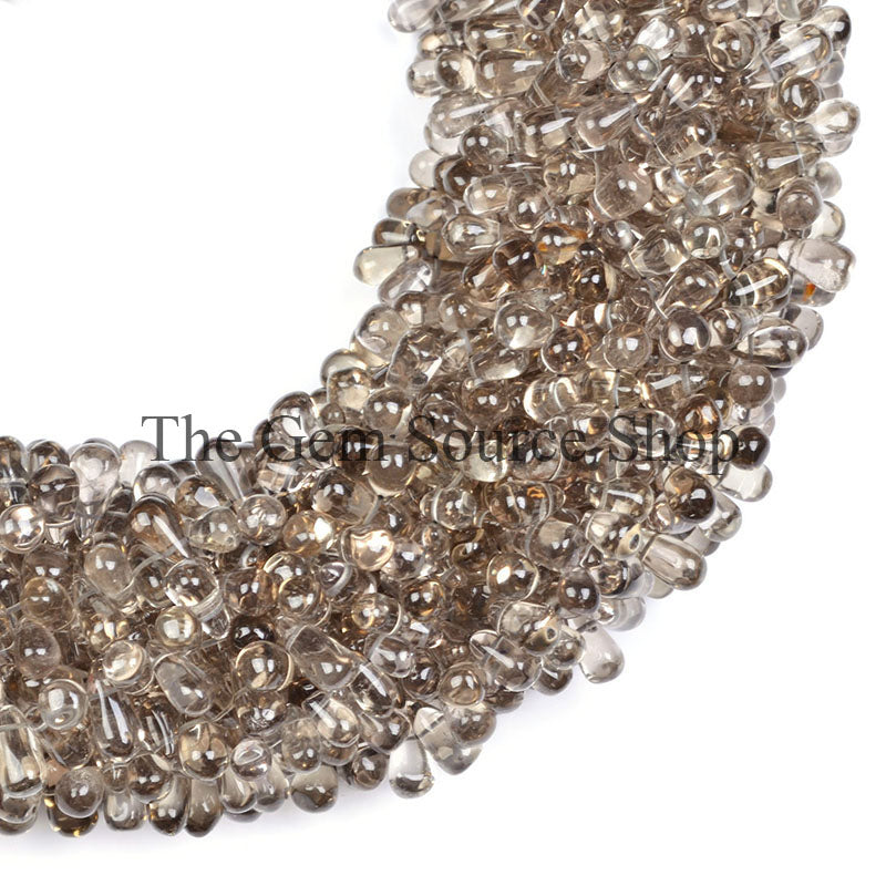 Smoky Quartz Smooth Drop Gemstone Beads TGS-0122