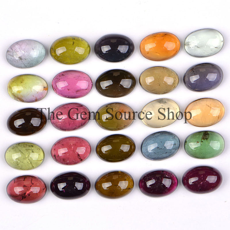 10x14mm Natural Tourmaline Cabochons, Tourmaline Oval Cabs, AAA Quality Tourmaline Cabs