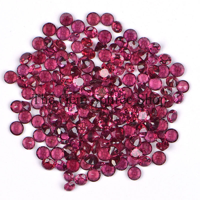 Loose Rhodolite Garnet Round Cut Gemstone Beads for Jewelry Makings-4mm-0.35cts