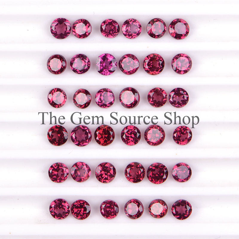 4mm Rhodolite Garnet Cut Stone, Garnet Round Shape Cut Stone, Garnet Loose Gemstone