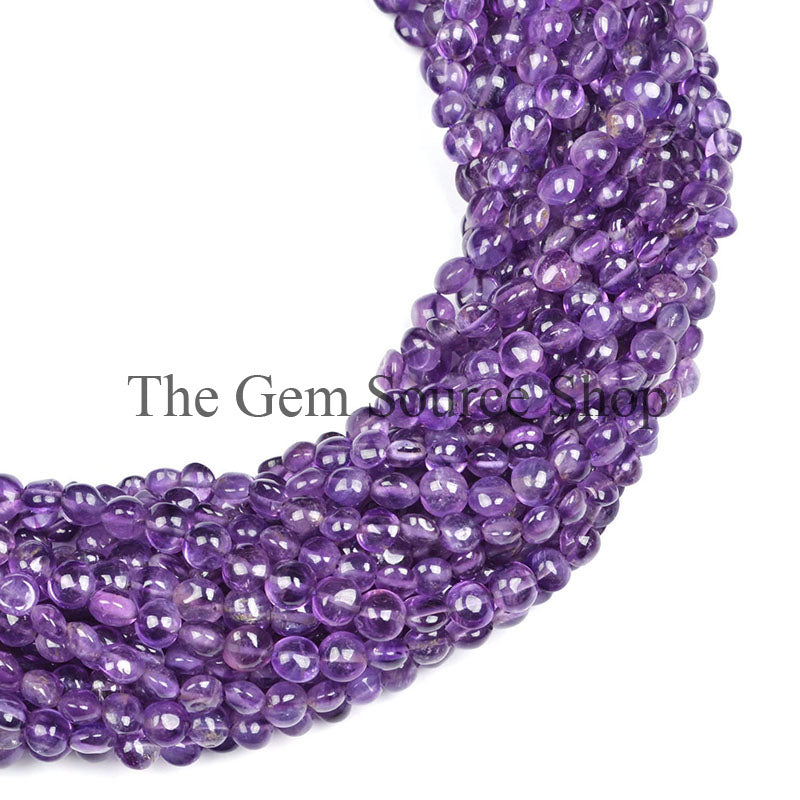 Amethyst Smooth Puff Coin Gemstone Beads TGS-0127