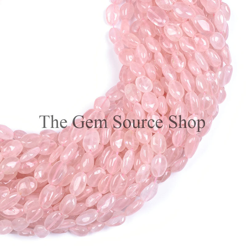Rose Quartz Oval Smooth Gemstone Beads