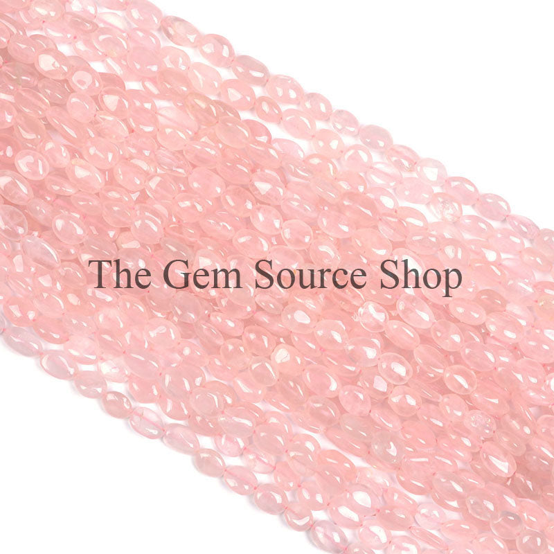 Rose Quartz Oval Smooth Gemstone Beads