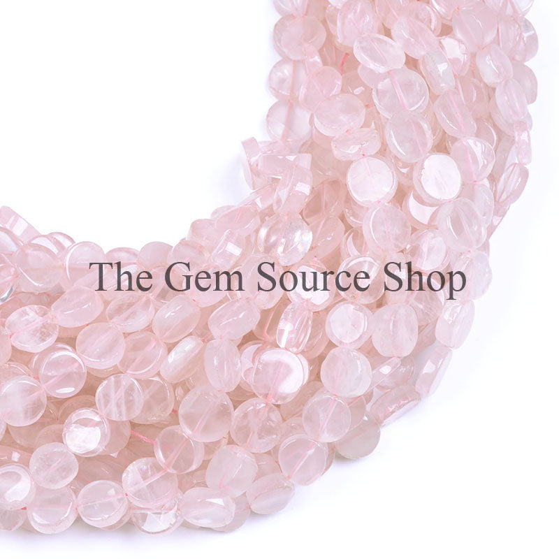 Rose Quartz Smooth Coin Shape Gemstone Beads TGS-0134