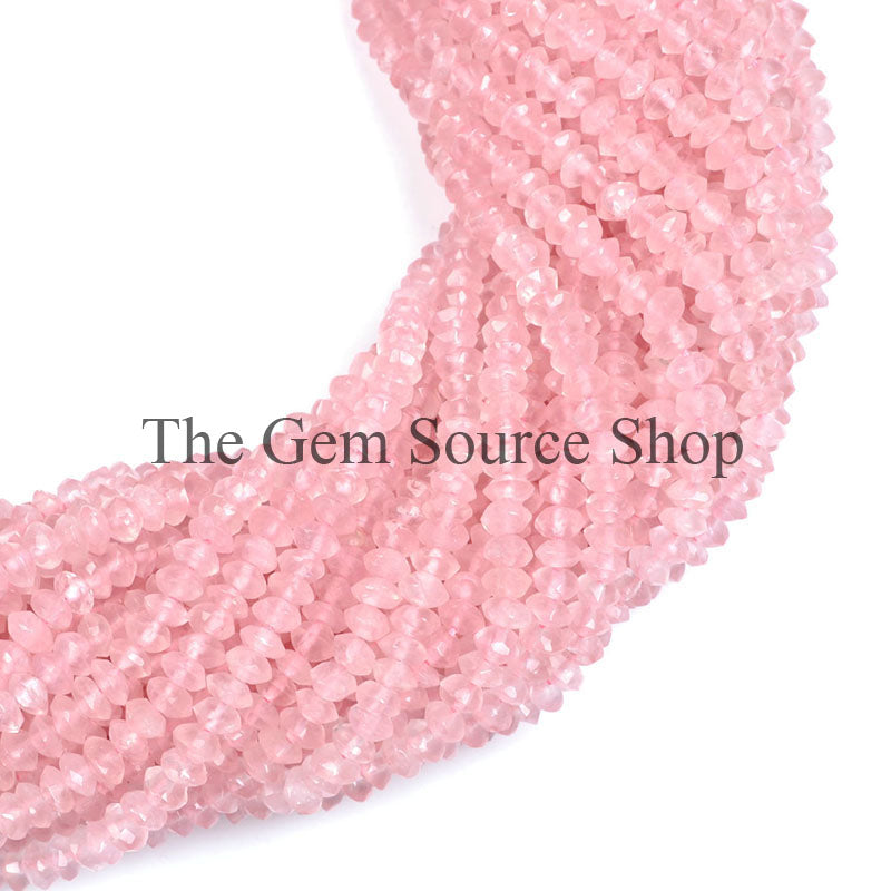 Rose Quartz Faceted Rondelle Gemstone Beads for Jewelry Making TGS-0137