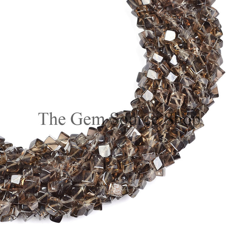 Smoky Quartz Cube Shape Beads