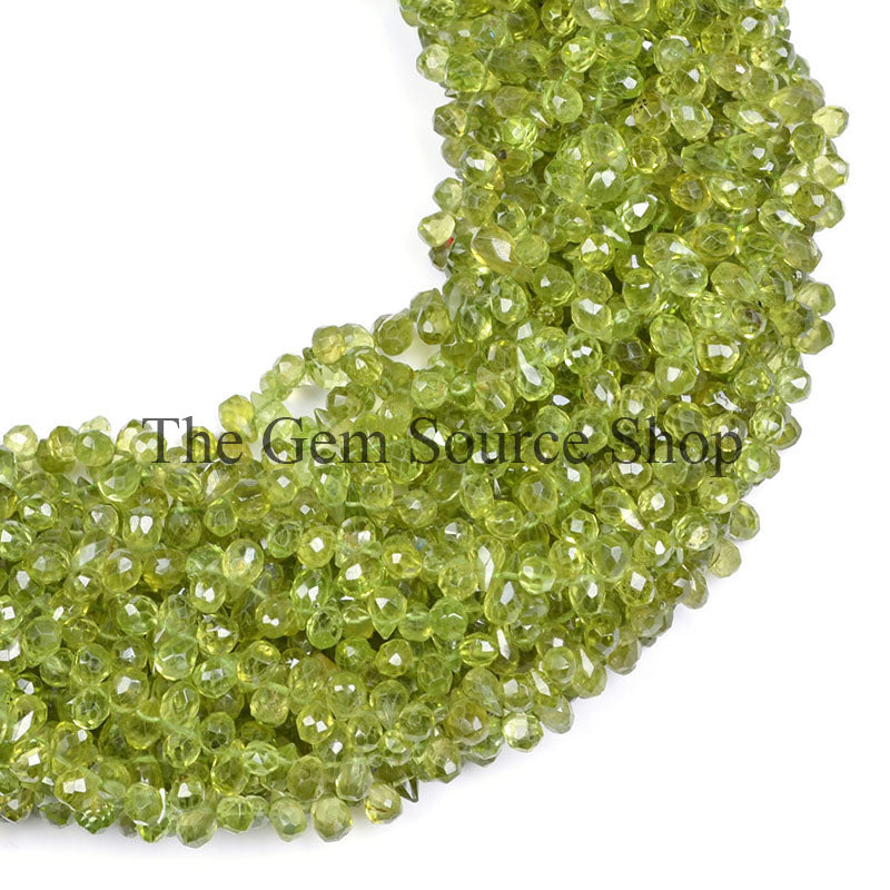 Peridot Faceted Side Drill Beads, Tear Drop Beads, Peridot Gemstone Beads, Drop Beads