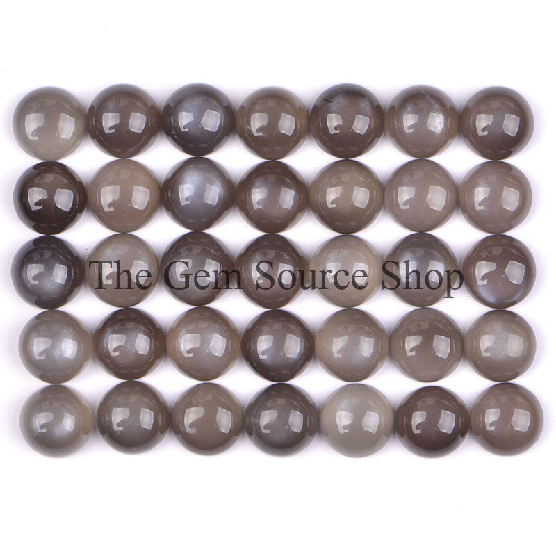 10mm Grey Moonstone Cabochon, Loose Round Moonstone Cabs Gemstone Lot TGS-1470