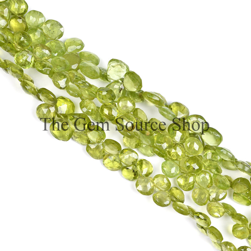 Peridot Faceted Heart Briolette, Peridot Gemstone Beads, Wholesale Beads, Side Drill Beads