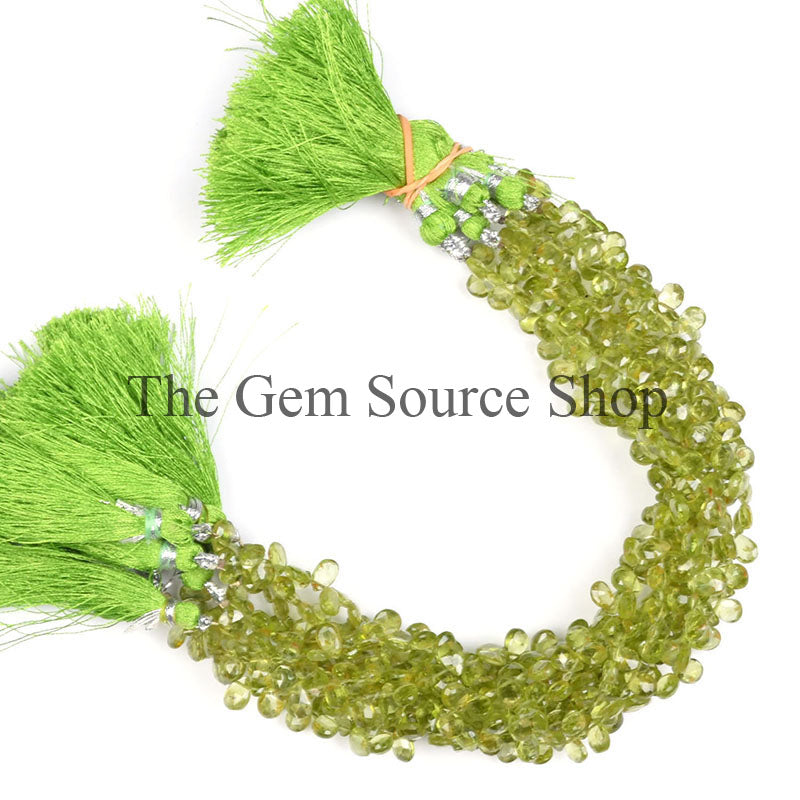 Peridot Faceted Pear Briolette Gemstone Beads TGS-0148