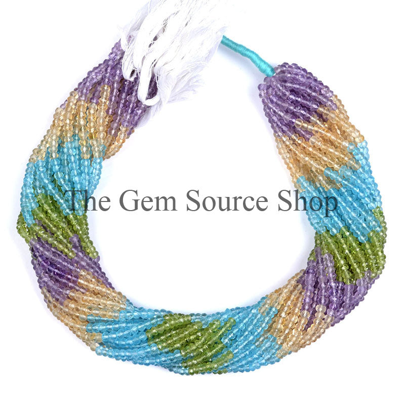 Multi Gemstone Faceted Rondelle Shape Beads TGS-0161