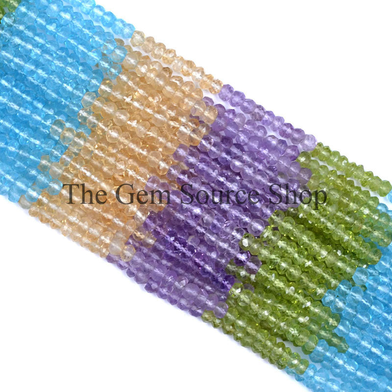 Multi Gemstone Faceted Rondelle Shape Beads TGS-0161