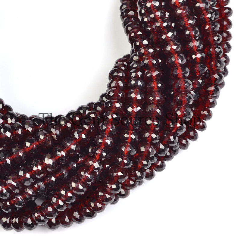 Mozambique Garnet Beads, Garnet Faceted Beads, Garnet Rondelle Shape Beads, Garnet Beads For Jewelry