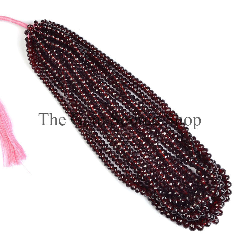 Mozambique Garnet Beads, Garnet Faceted Beads, Garnet Rondelle Shape Beads, Garnet Beads For Jewelry