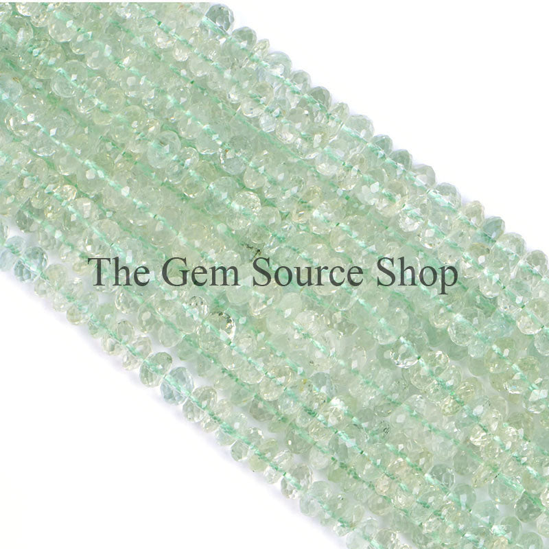 Green Beryl Beads, Green Beryl Faceted Beads, Rondelle Shape Beads, Gemstone Beads