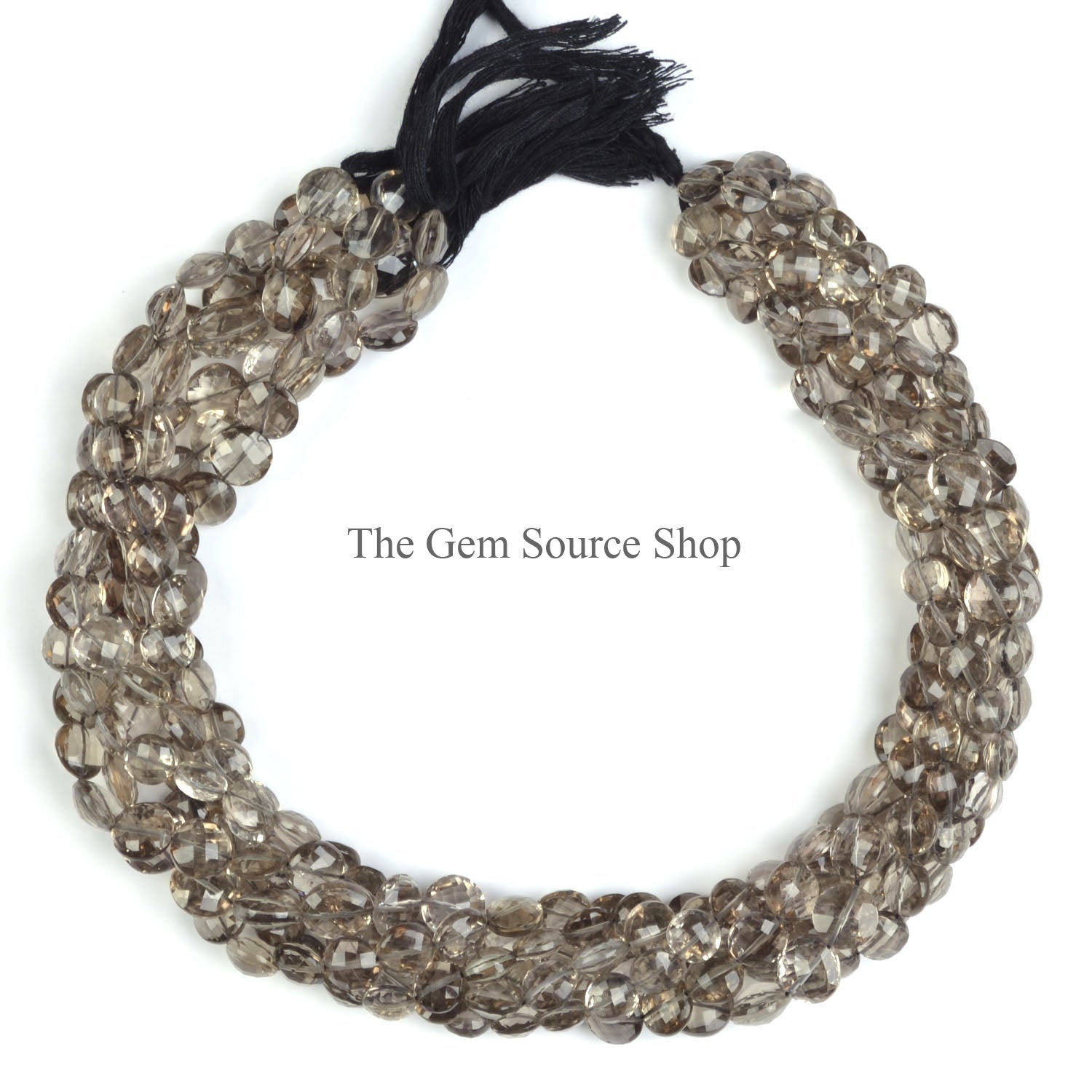 Smoky Quartz Beads, Faceted Coin Shape Beads, Smoky Quartz Gemstone Beads, Wholesale Beads