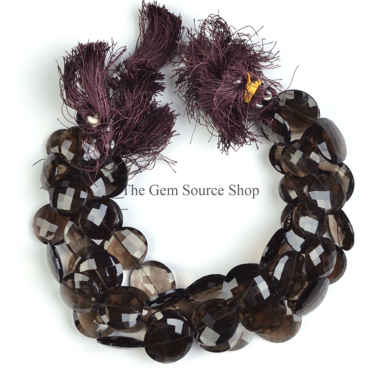 Smoky Quartz Beads, Faceted Coin Shape Beads, Smoky Quartz Gemstone Beads, Faceted Beads For Jewelry