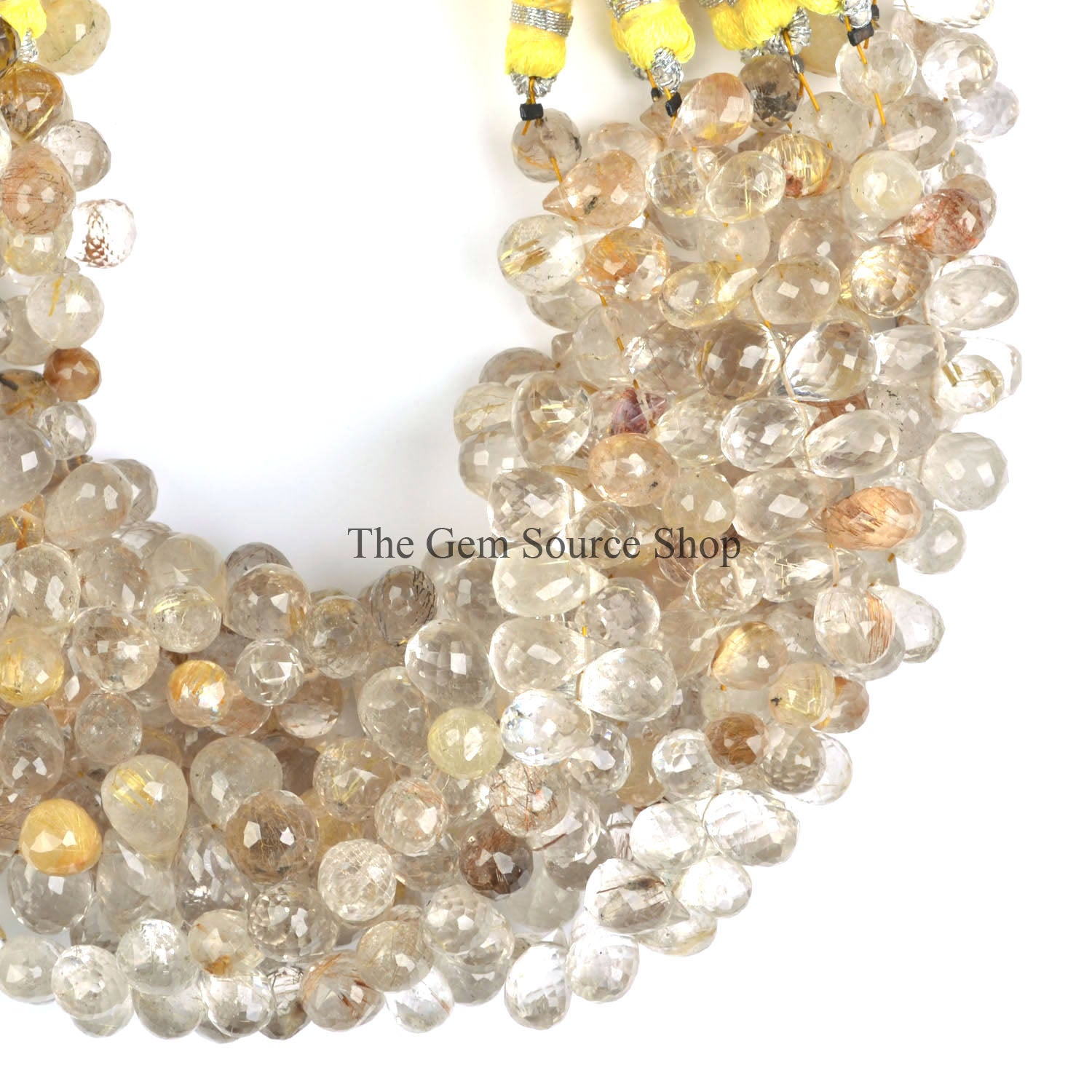 Golden Rutile Faceted Beads
