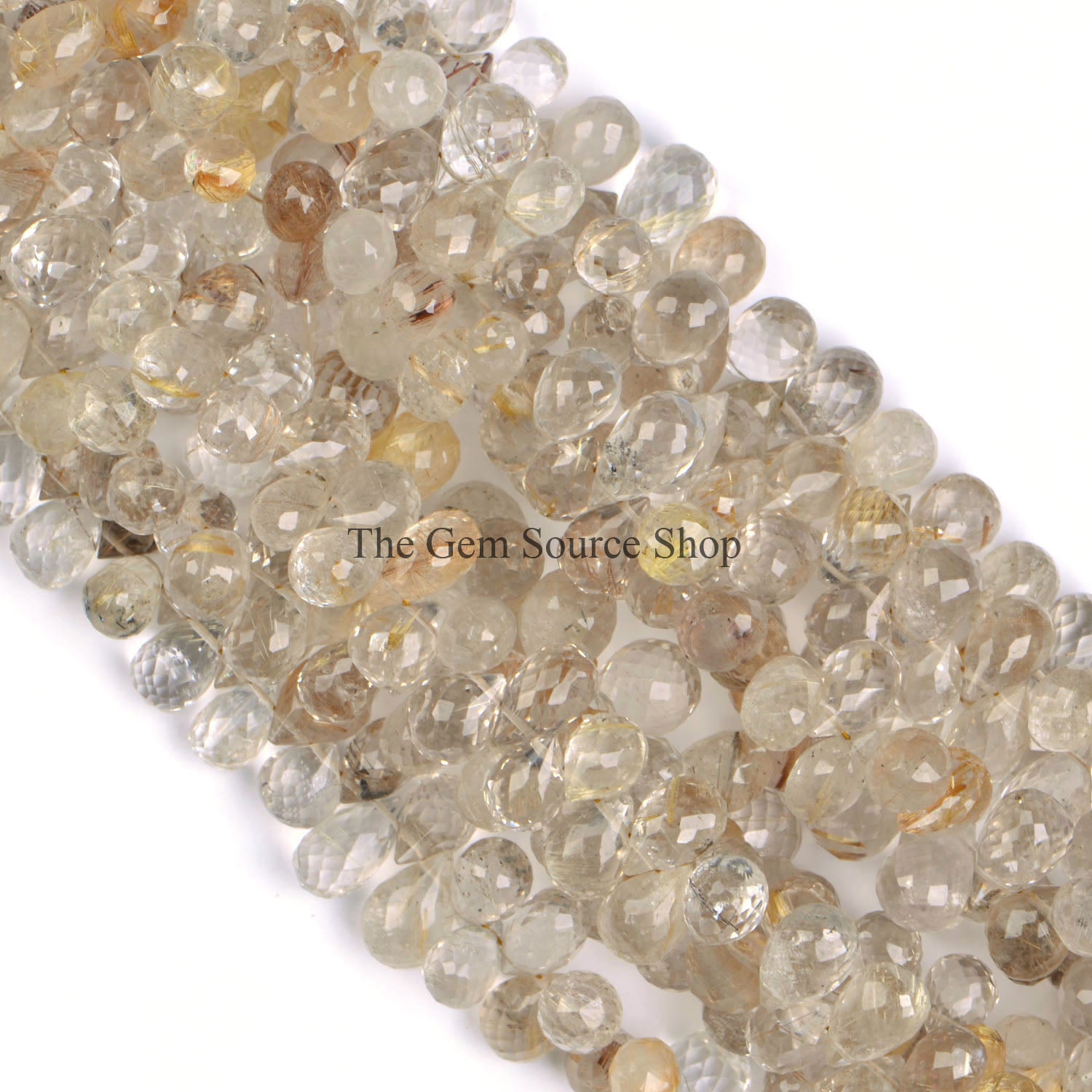 Golden Rutile Gemstone Beads Strand=