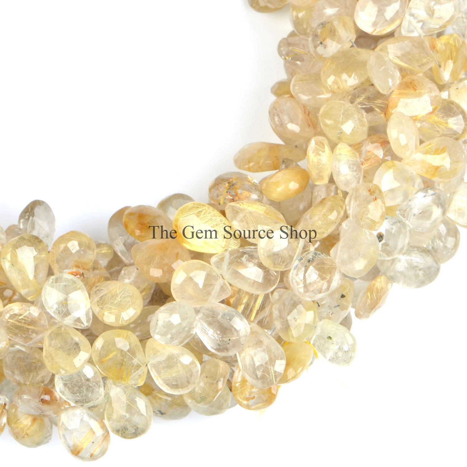 Golden Rutile Beads, Rutile Faceted Beads, Golden Rutile Pear Shape Beads, Wholesale Gemstone