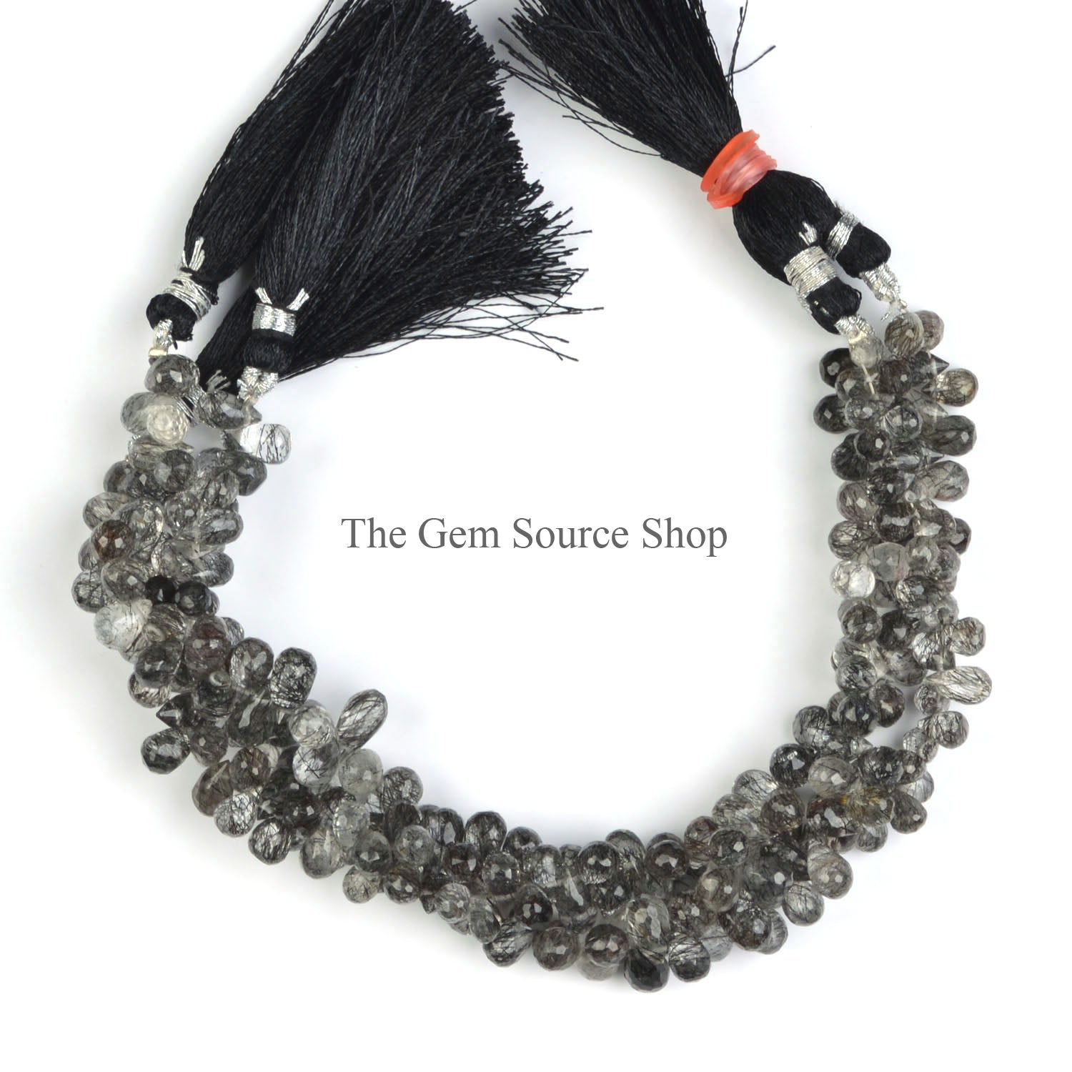 Natural Black Rutile Beads, Faceted Drop Beads, Side Drill Drop Beads, Black Rutile Gemstone Beads