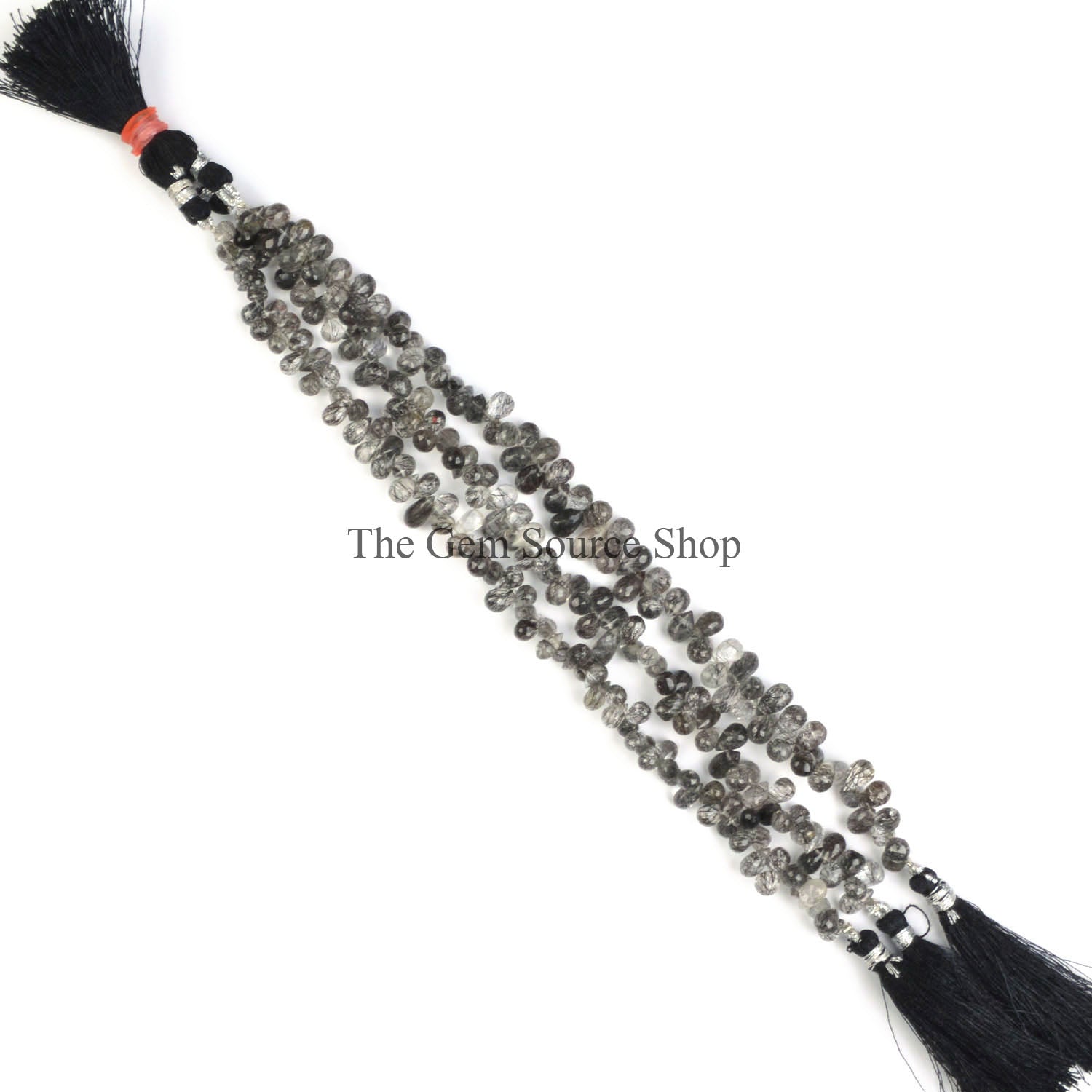 Natural Black Rutile Beads, Faceted Drop Beads, Side Drill Drop Beads, Black Rutile Gemstone Beads