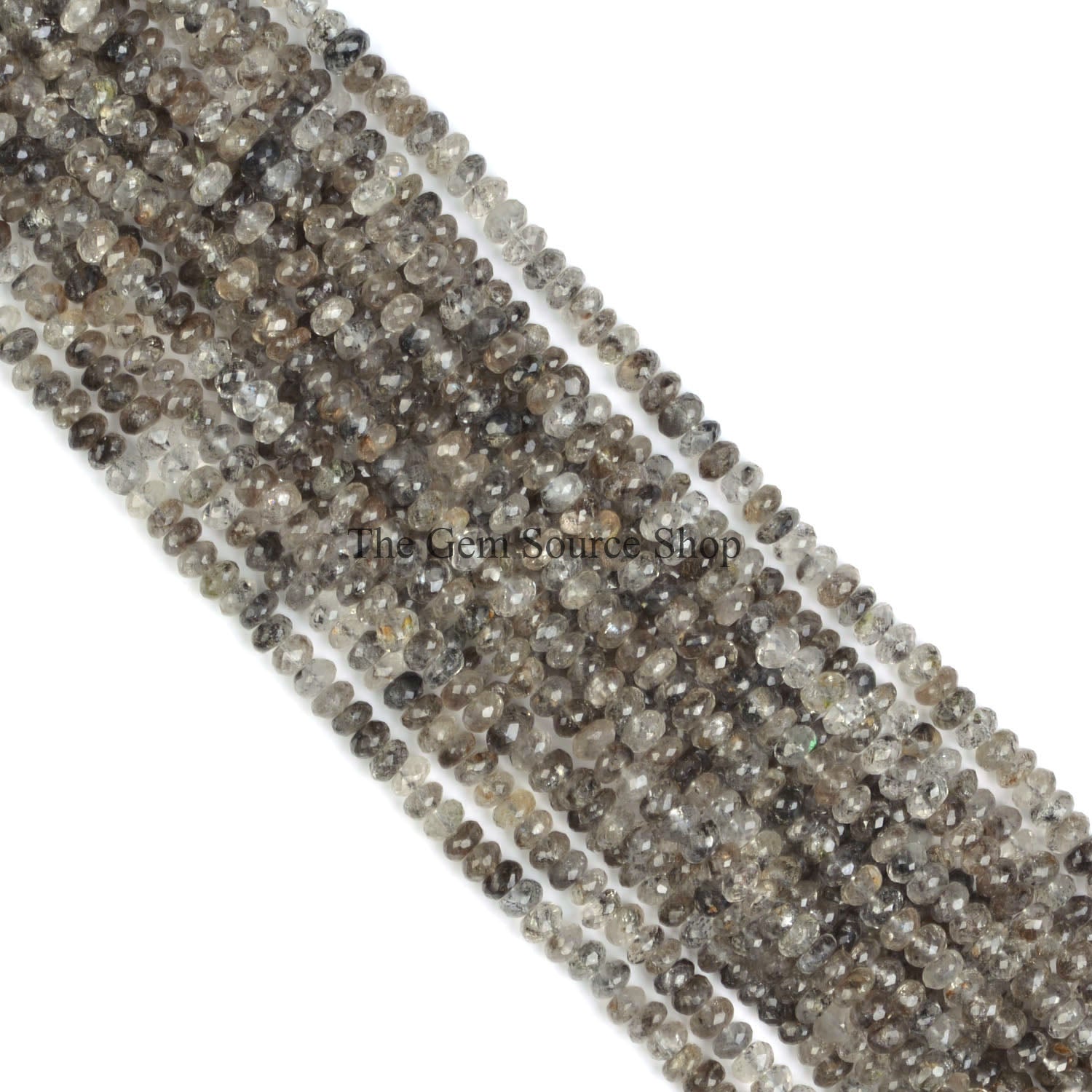 Black Rutile Rondelle Beads