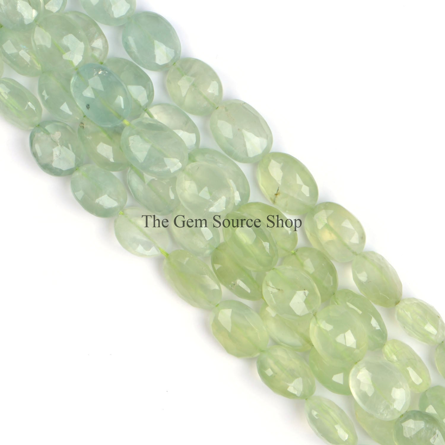 Wholesale Prehnite Beads, Faceted Oval Shape Beads, Gemstone Beads, Beads For Jewelry