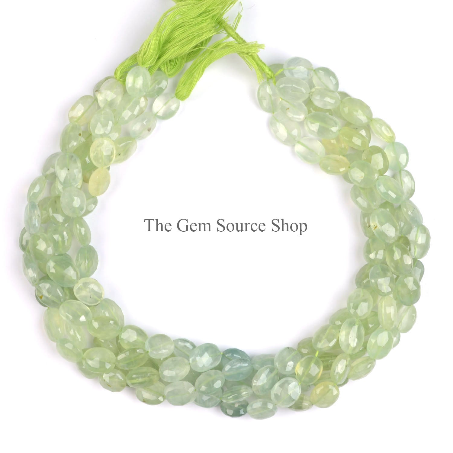 Wholesale Prehnite Beads, Faceted Oval Shape Beads, Gemstone Beads, Beads For Jewelry