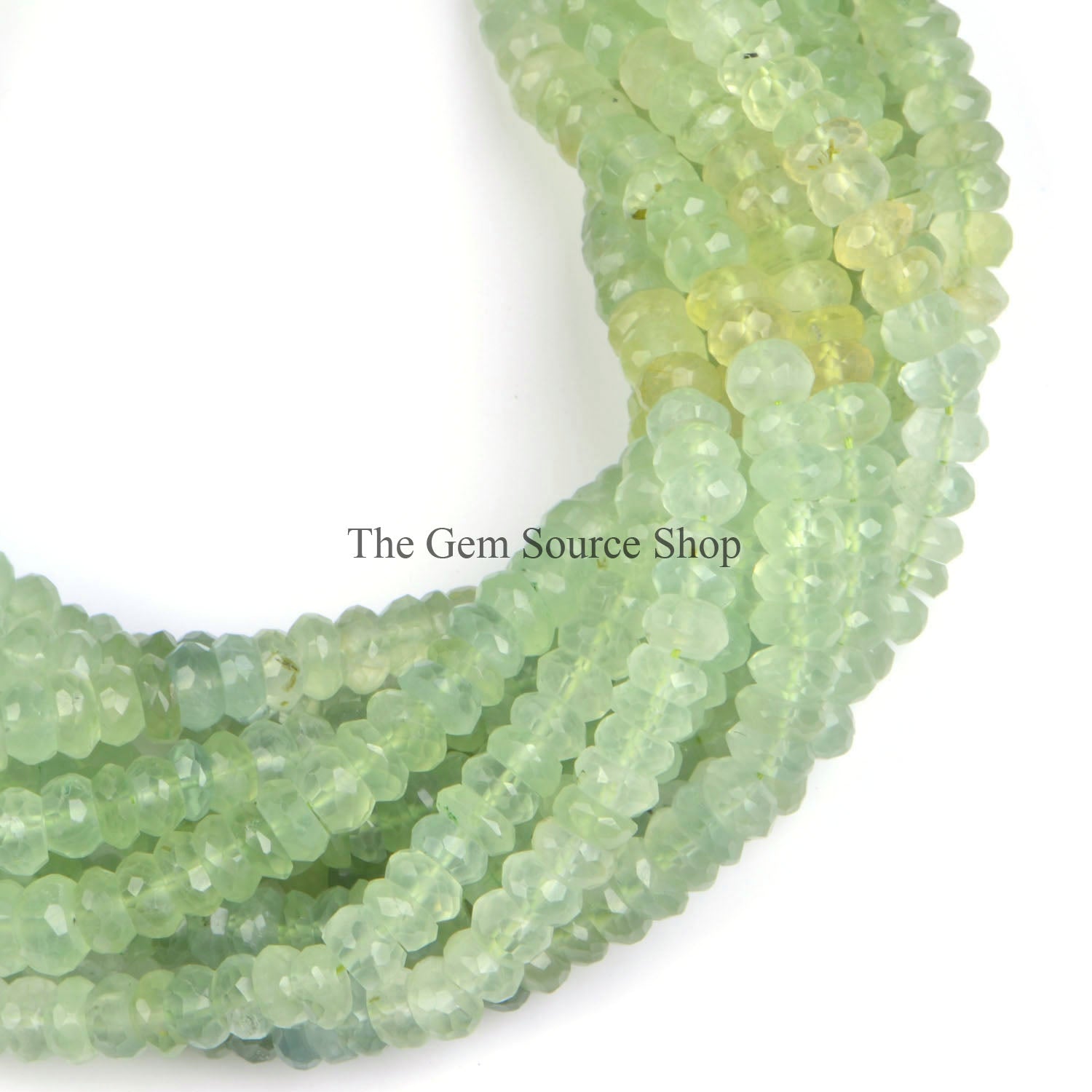 Prehnite Beads, Prehnite Faceted Beads, Prehnite Rondelle Shape Beads, Beads For Jewelry