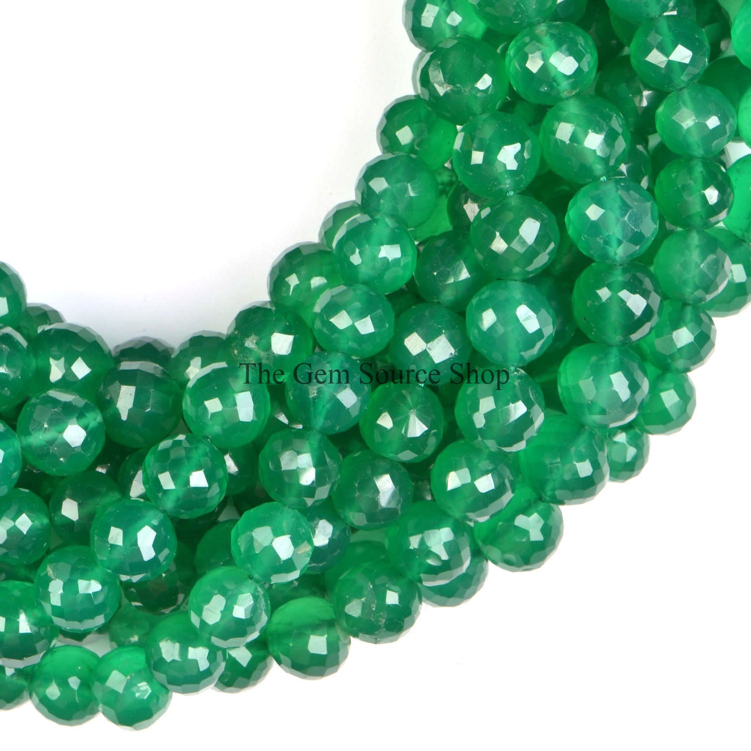 Natural Green Onyx Beads, Faceted Round Shape Beads, Faceted Onyx Beads, Wholesale Gemstone