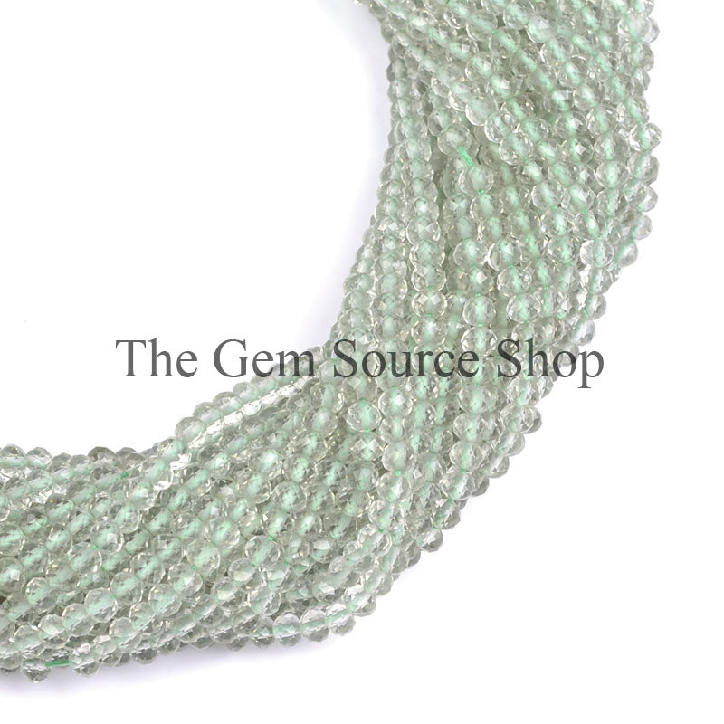 3-4mm Green Amethyst Beads, Amethyst Faceted Beads, Amethyst Rondelle Beads, Gemstone Beads