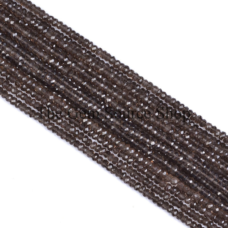 Smoky Quartz Faceted Beads, Rondelle Beads, Gemstone Beads, Jewelry Making