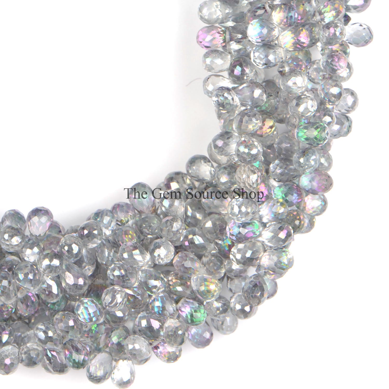 Mystic Topaz Faceted Drops Shape Gemstone Beads