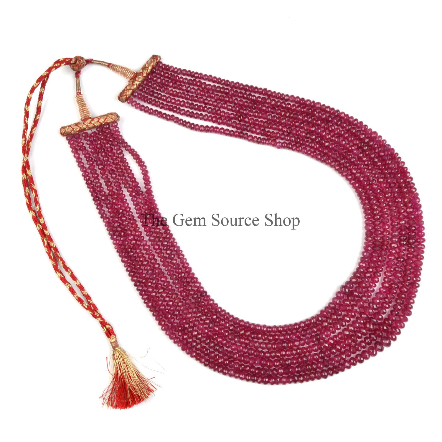 AAA Natural Ruby Faceted Rondelle Gemstone Beaded Necklace, TGS- 1728