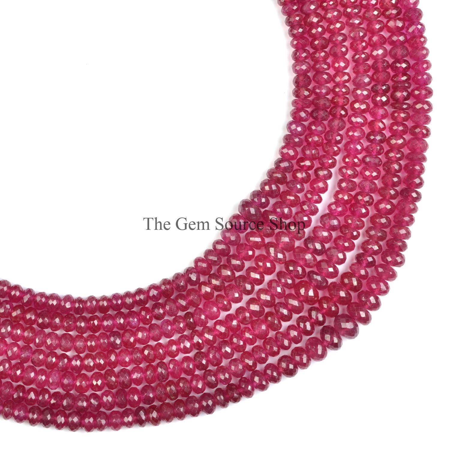 AAA Natural Ruby Faceted Rondelle Gemstone Beaded Necklace, TGS- 1728